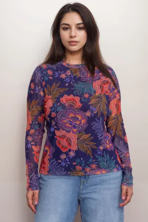Johnny Was Jade Natalie Long Sleeve Mesh Tee L14324-7X Plus Size