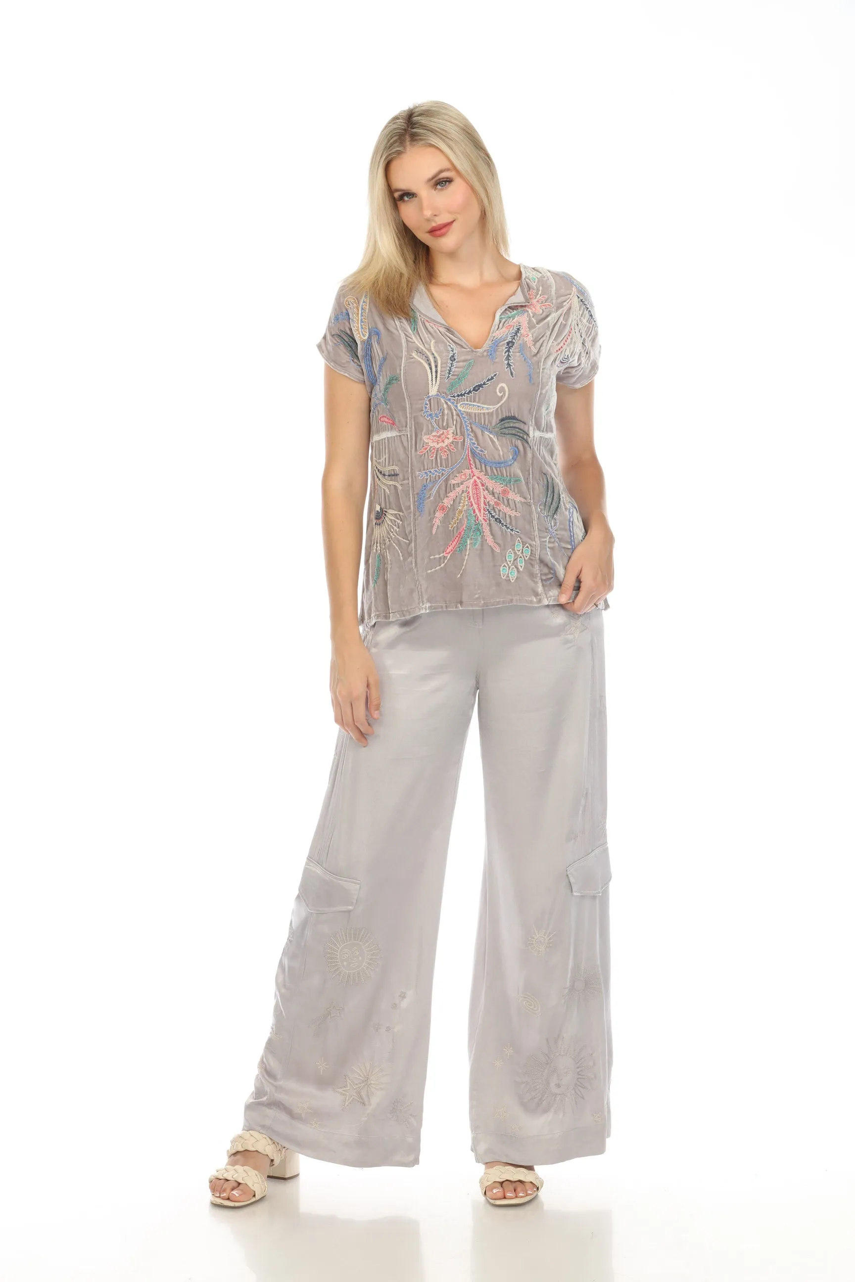 Johnny Was JWLA Silver Antonella Easy Velvet Paneled Tee J18824