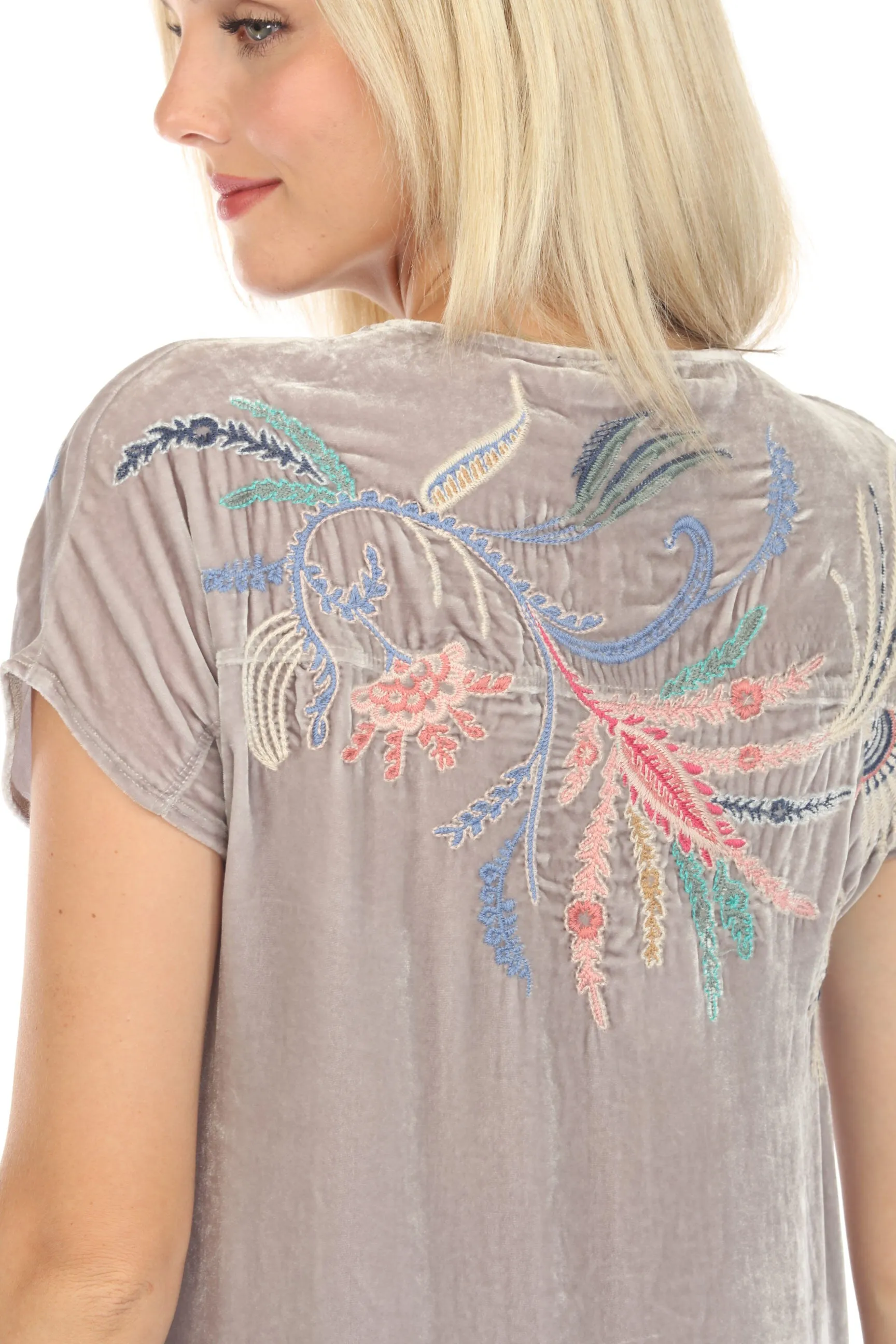 Johnny Was JWLA Silver Antonella Easy Velvet Paneled Tee J18824