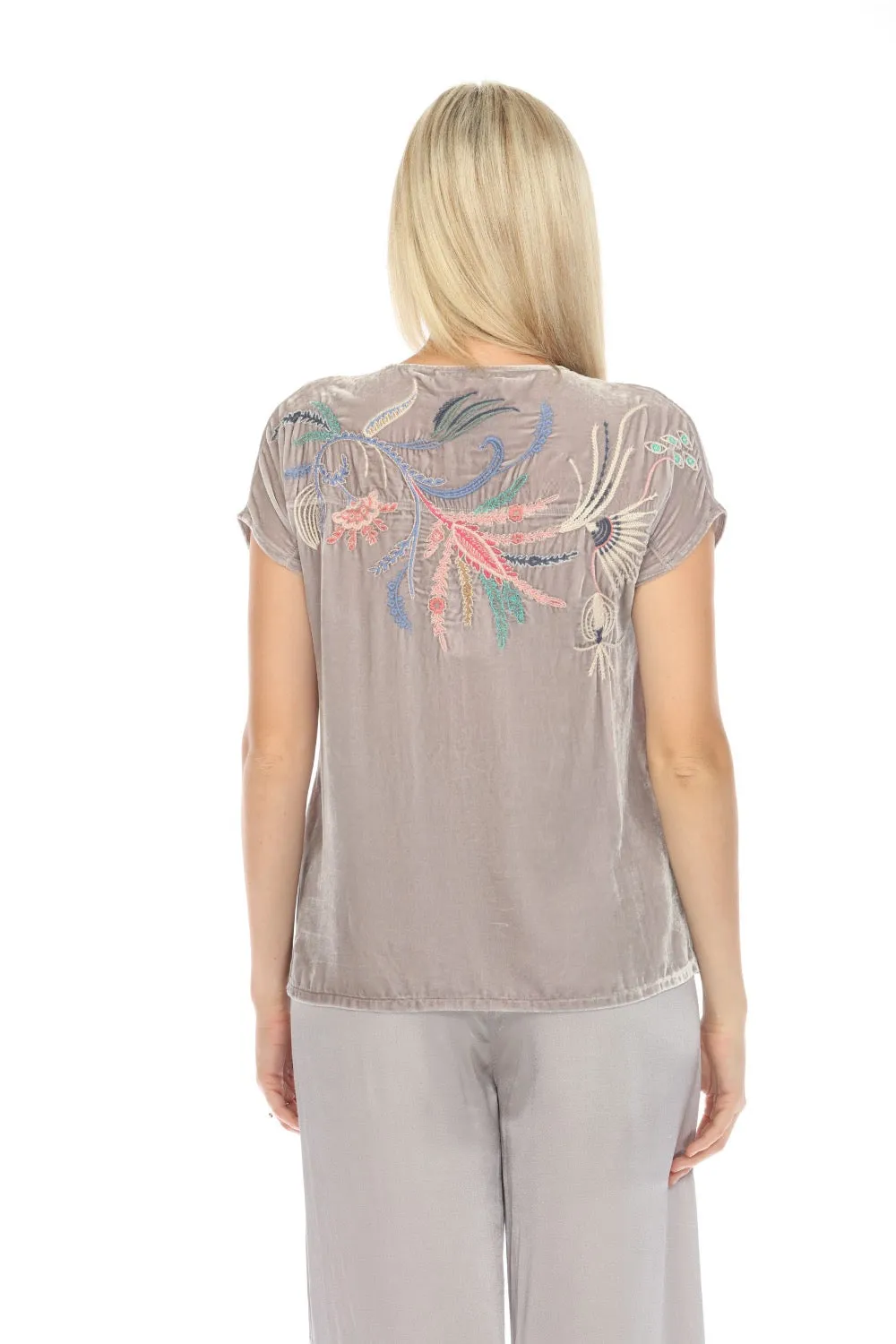 Johnny Was JWLA Silver Antonella Easy Velvet Paneled Tee J18824