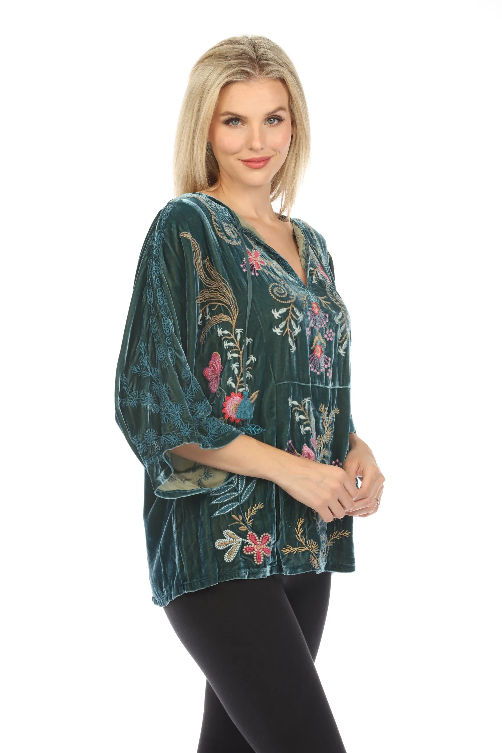 Johnny Was JWLA Sisa Velvet Kaftan Blouse J16424 *
