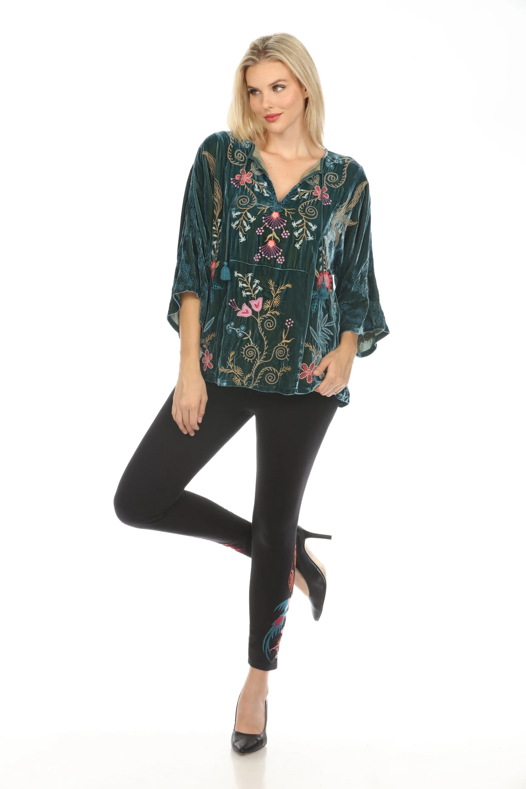 Johnny Was JWLA Sisa Velvet Kaftan Blouse J16424 *