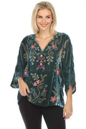 Johnny Was JWLA Sisa Velvet Kaftan Blouse J16424 *