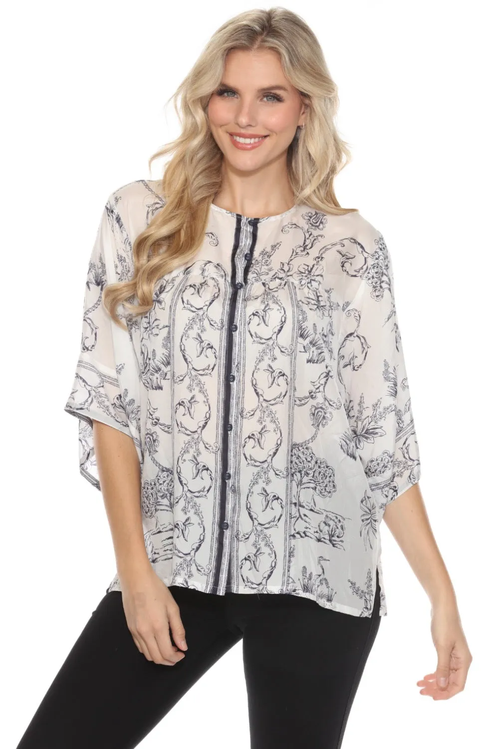 Johnny Was Tranquil Kenny Silk Blouse C13224