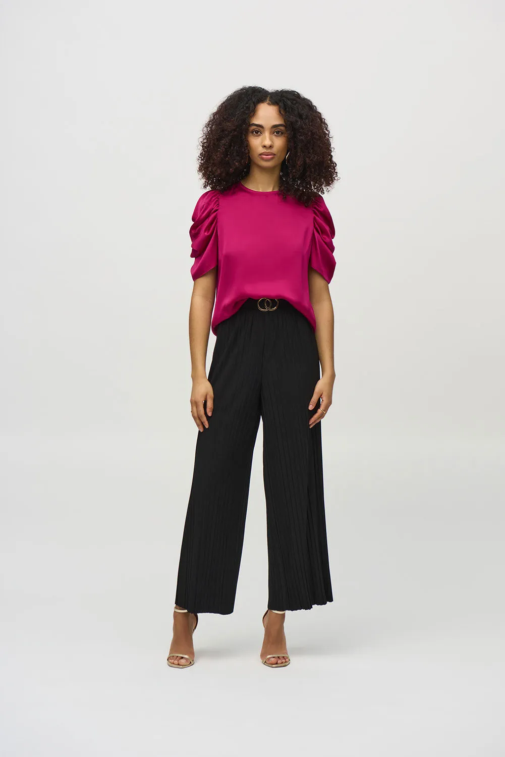 Joseph Ribkoff Pleated Silky Knit Wide-Leg Pants Jr244169