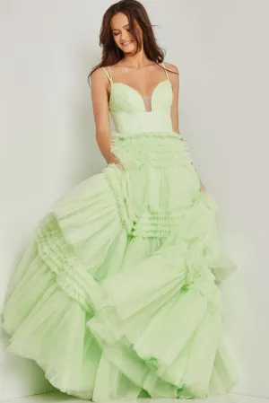 Jovani 38477 Inset Tiered A-line Gown