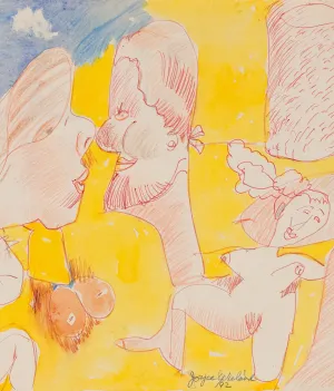 JOYCE WIELAND "TWO LOVERS" DOUBLE SIDED DRAWING, 1992