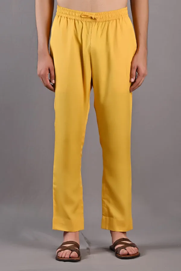 Kai - Mustard Self Textured Nehru Jacket With Kurta Set