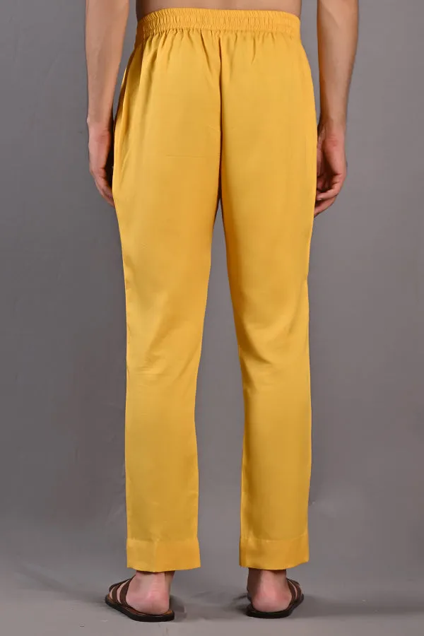 Kai - Mustard Self Textured Nehru Jacket With Kurta Set