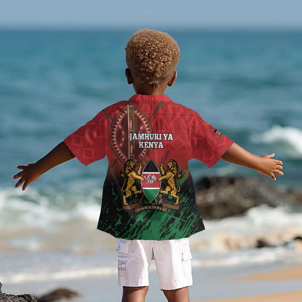 Kenya Independence Day Kid Hawaiian Shirt Jamhuri ya Kenya 1963 - African Pattern LT14
