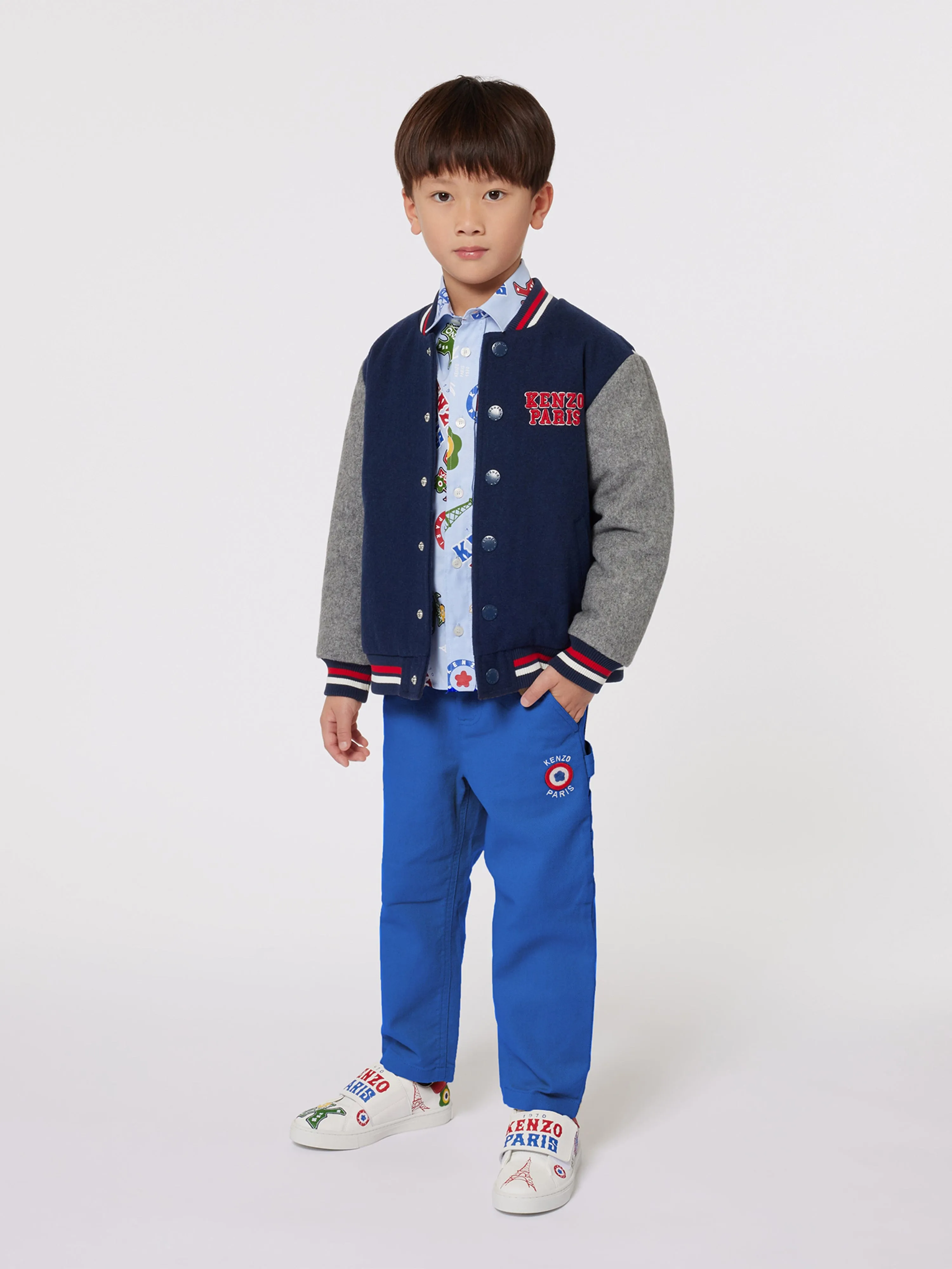 KENZO Boys Wool Bomber Jacket in Navy