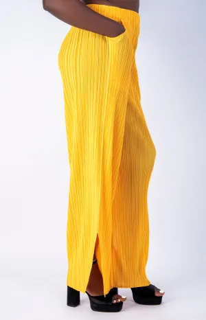 Kimora Yellow Pretty Pleats Pants