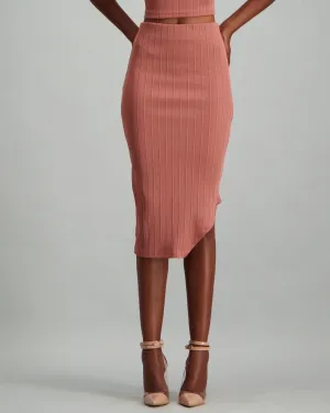 Ladies Pencil Skirt with Slit - Blush
