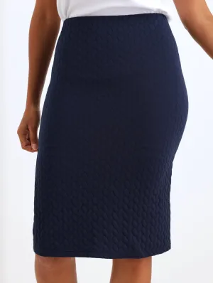 Ladies Quilted Pencil Skirt - Navy
