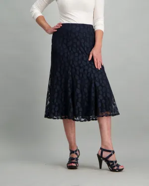 Ladies Spot Mesh A-Line Skirt - Navy
