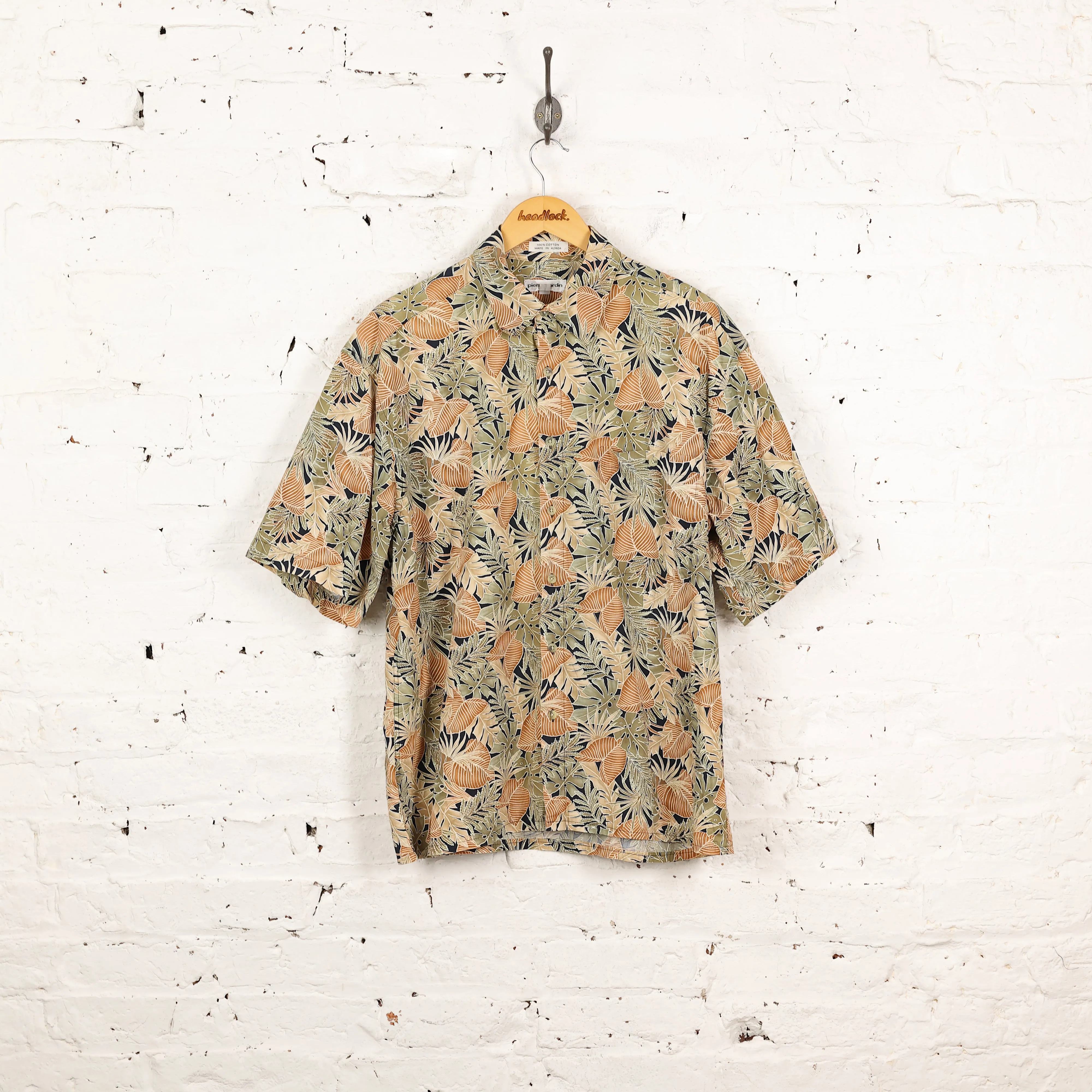 Leaves Pattern Hawaiian Shirt - Green - L