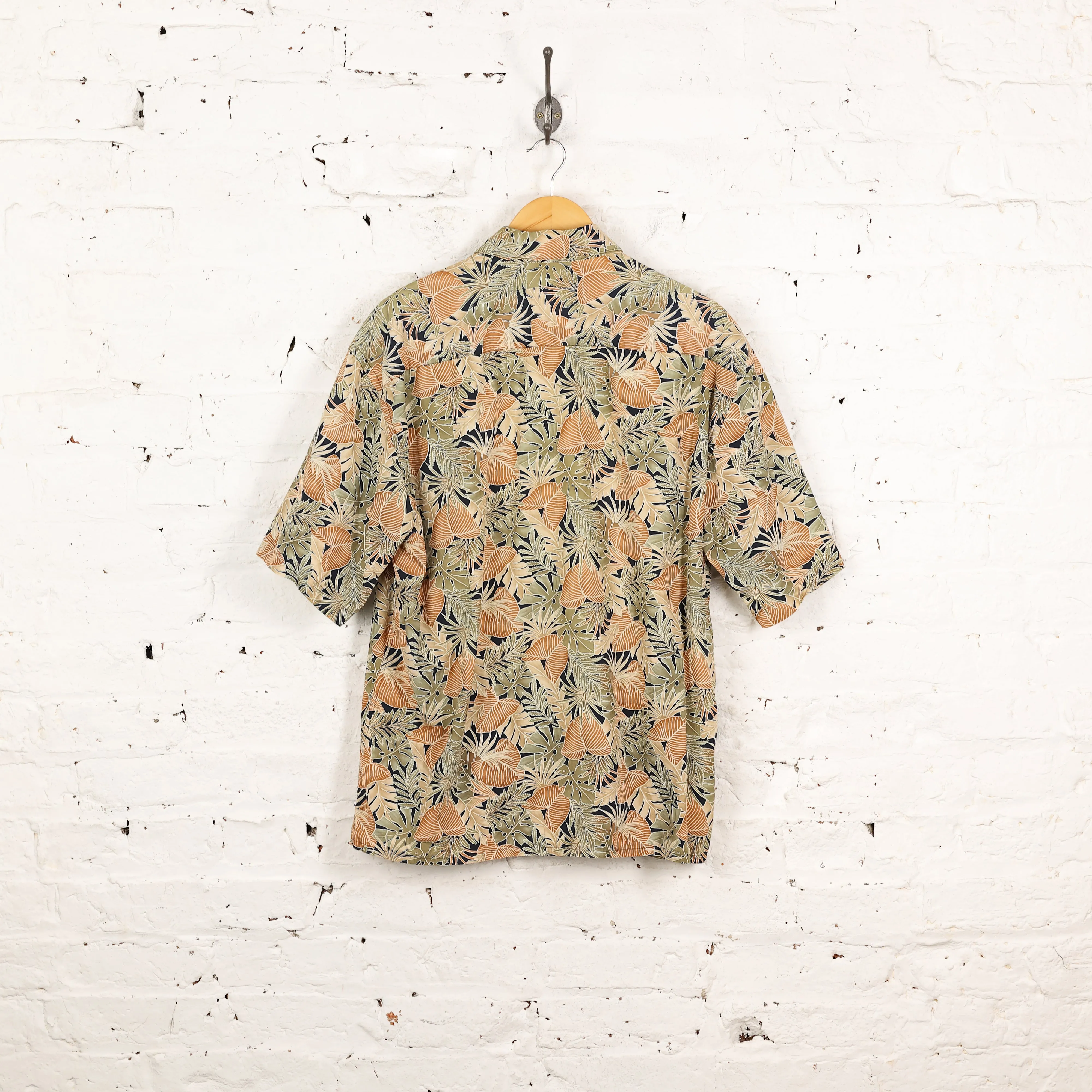 Leaves Pattern Hawaiian Shirt - Green - L