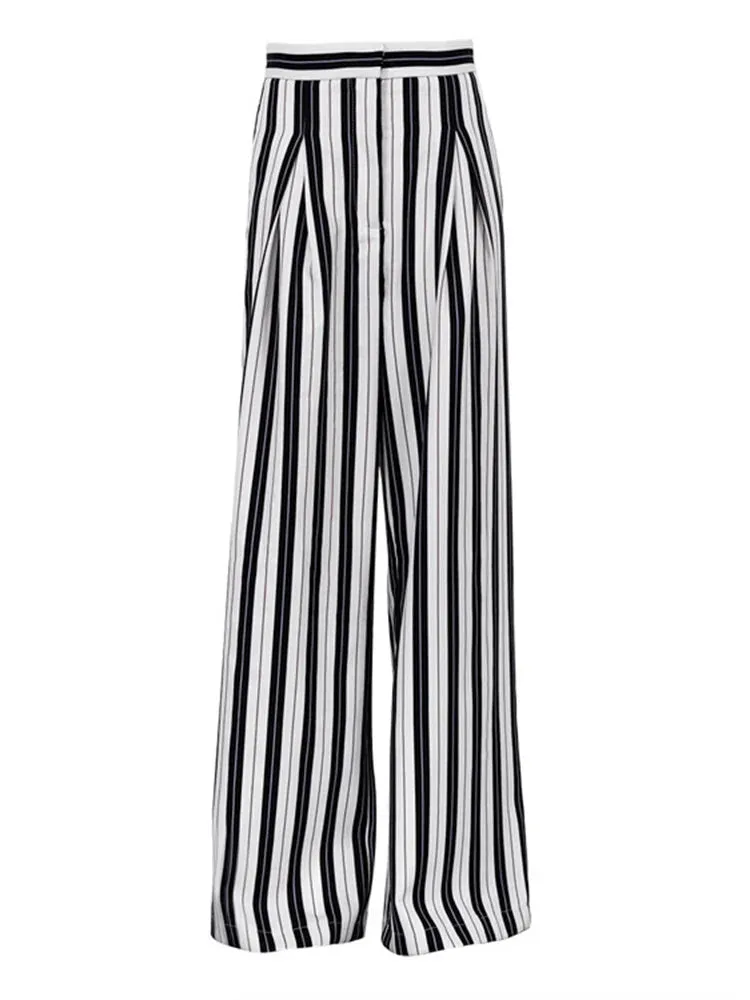 Liisa Casual Big Stripe Wide Leg Pants