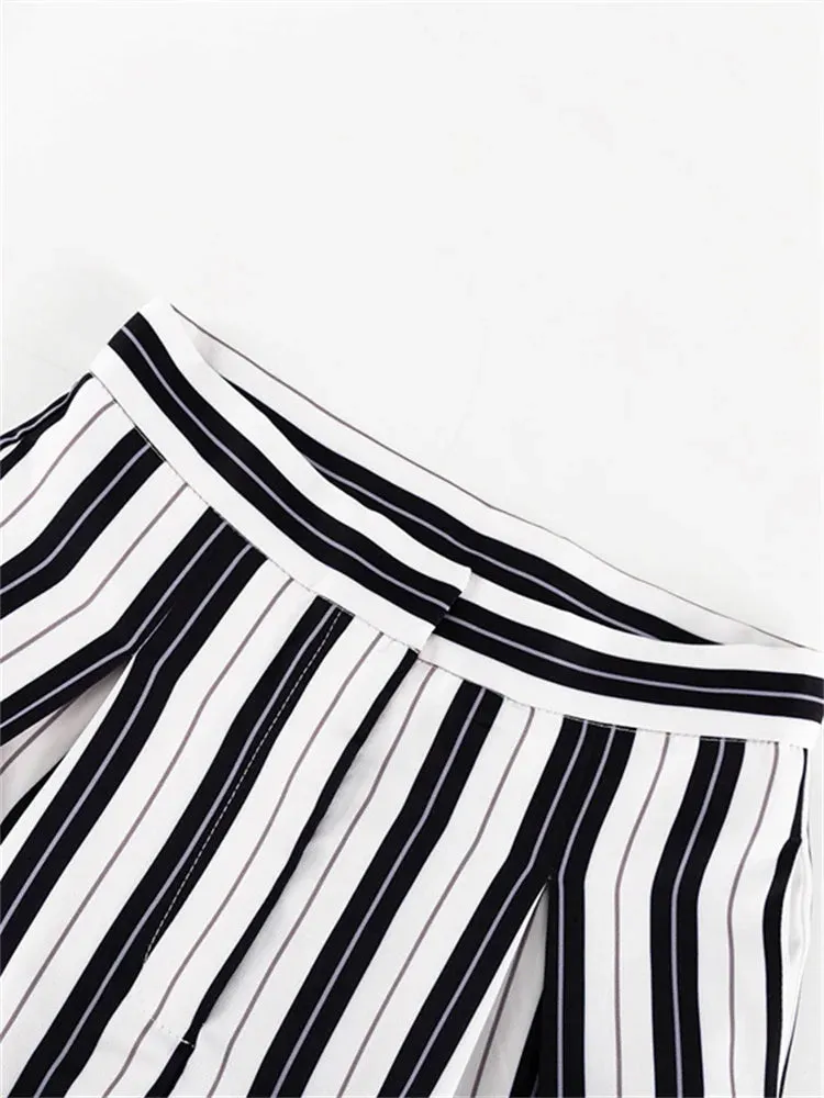 Liisa Casual Big Stripe Wide Leg Pants