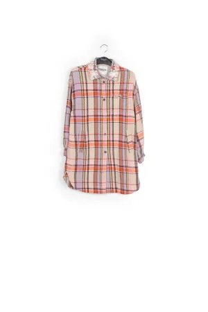 Lilac, orange and light pink checked shirt jacket