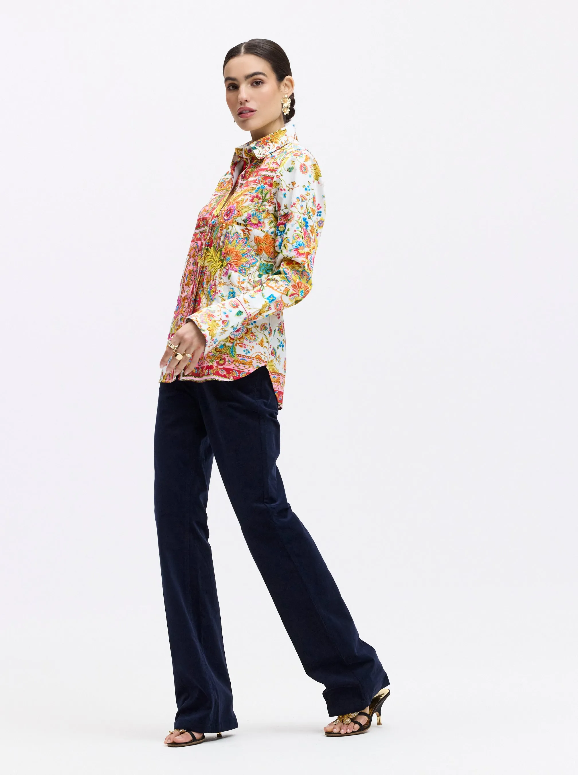 LIMITED EDITION GIVERNY FLOWERS LONG SLEEVE BUTTON DOWN SHIRT