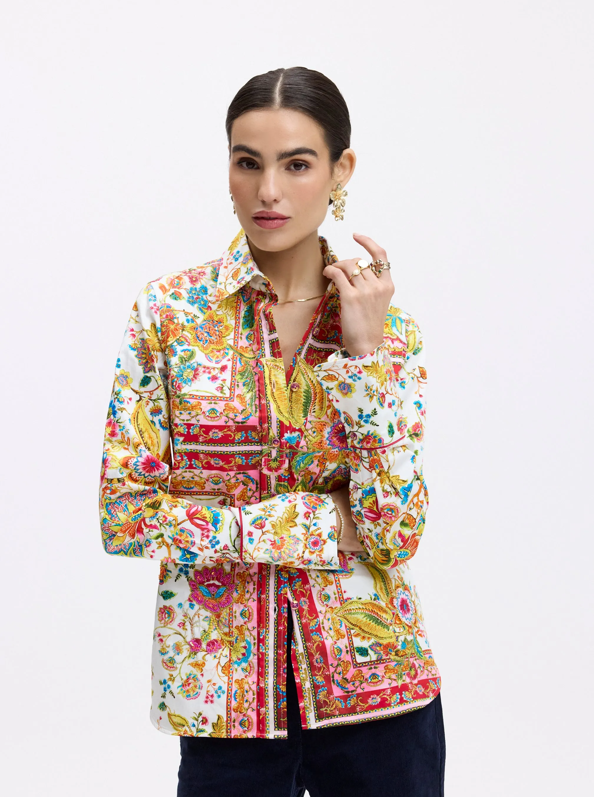 LIMITED EDITION GIVERNY FLOWERS LONG SLEEVE BUTTON DOWN SHIRT