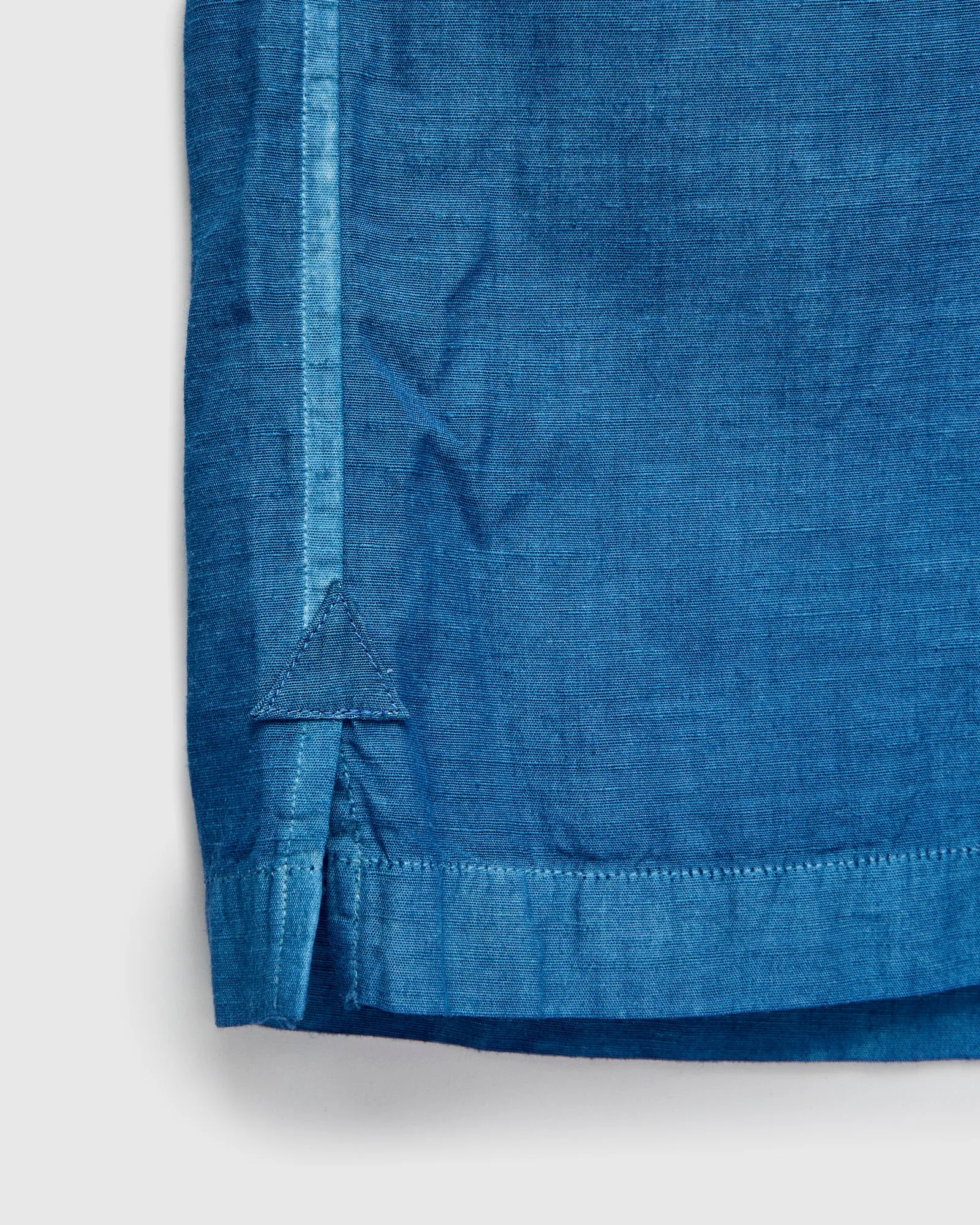 Linen Broad Cloth Short Sleeve Shirt in Pure Light Indigo