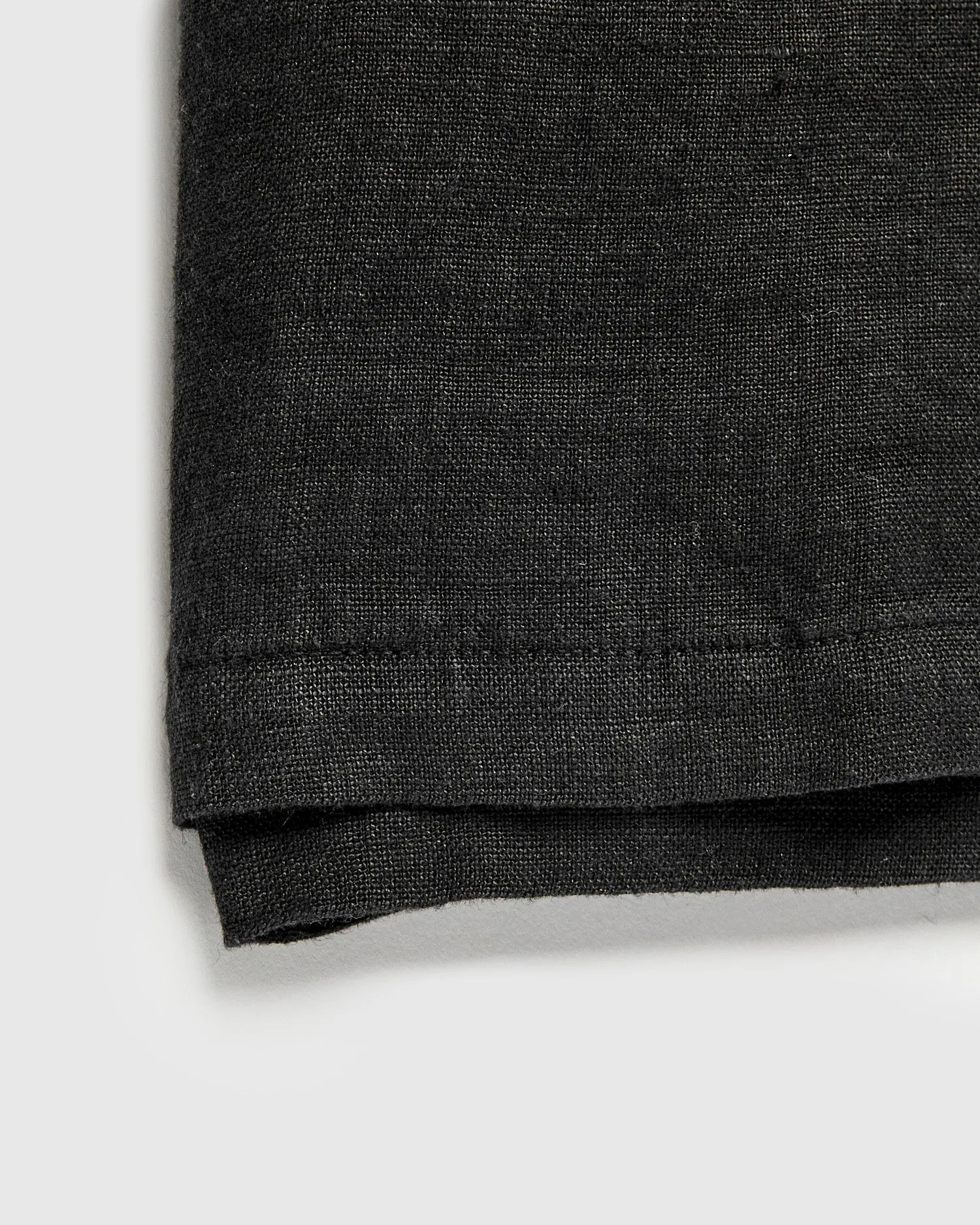 Linen Camp Collar Shirt in Black
