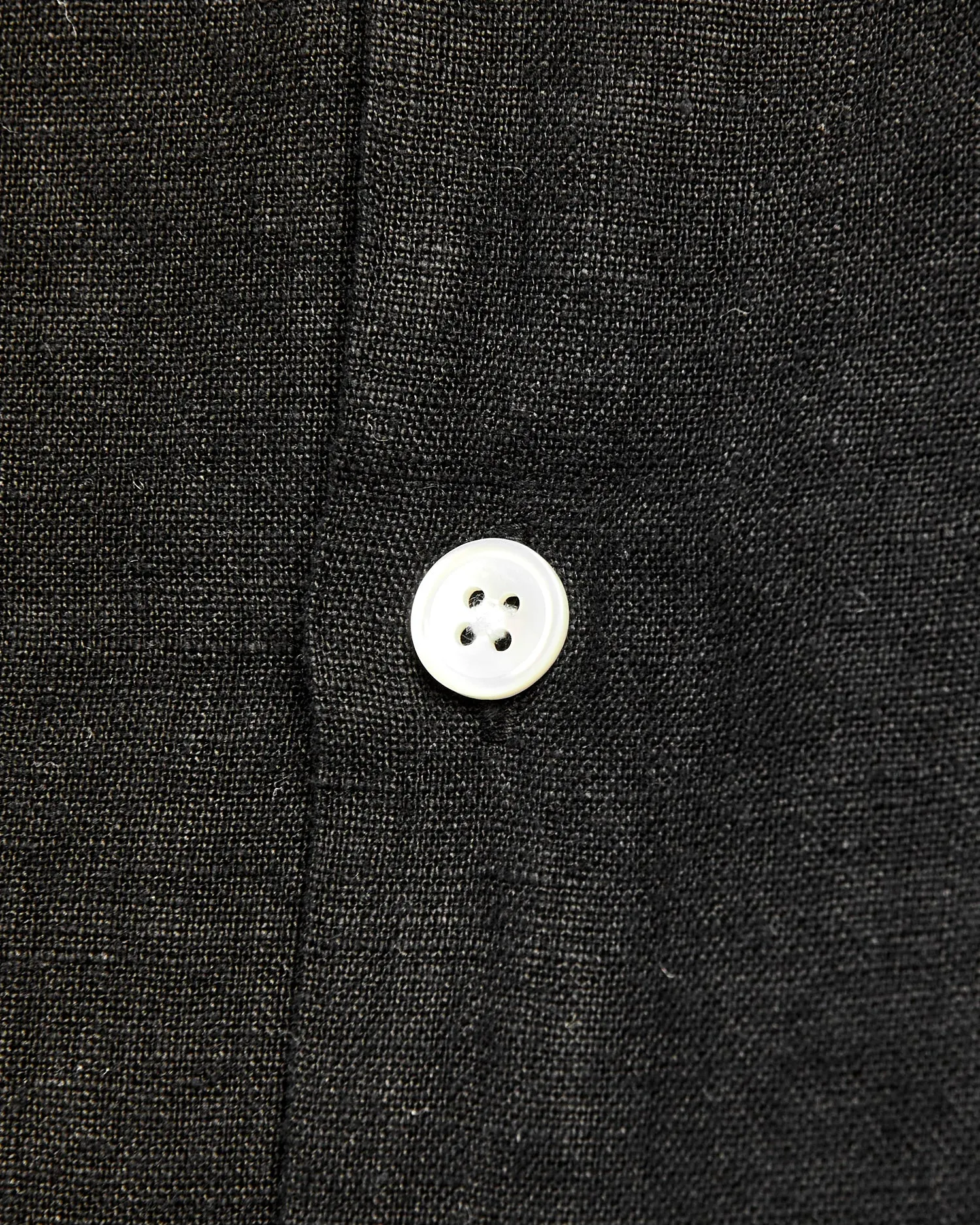 Linen Camp Collar Shirt in Black