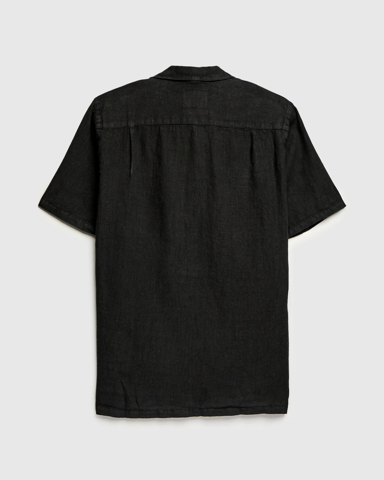 Linen Camp Collar Shirt in Black