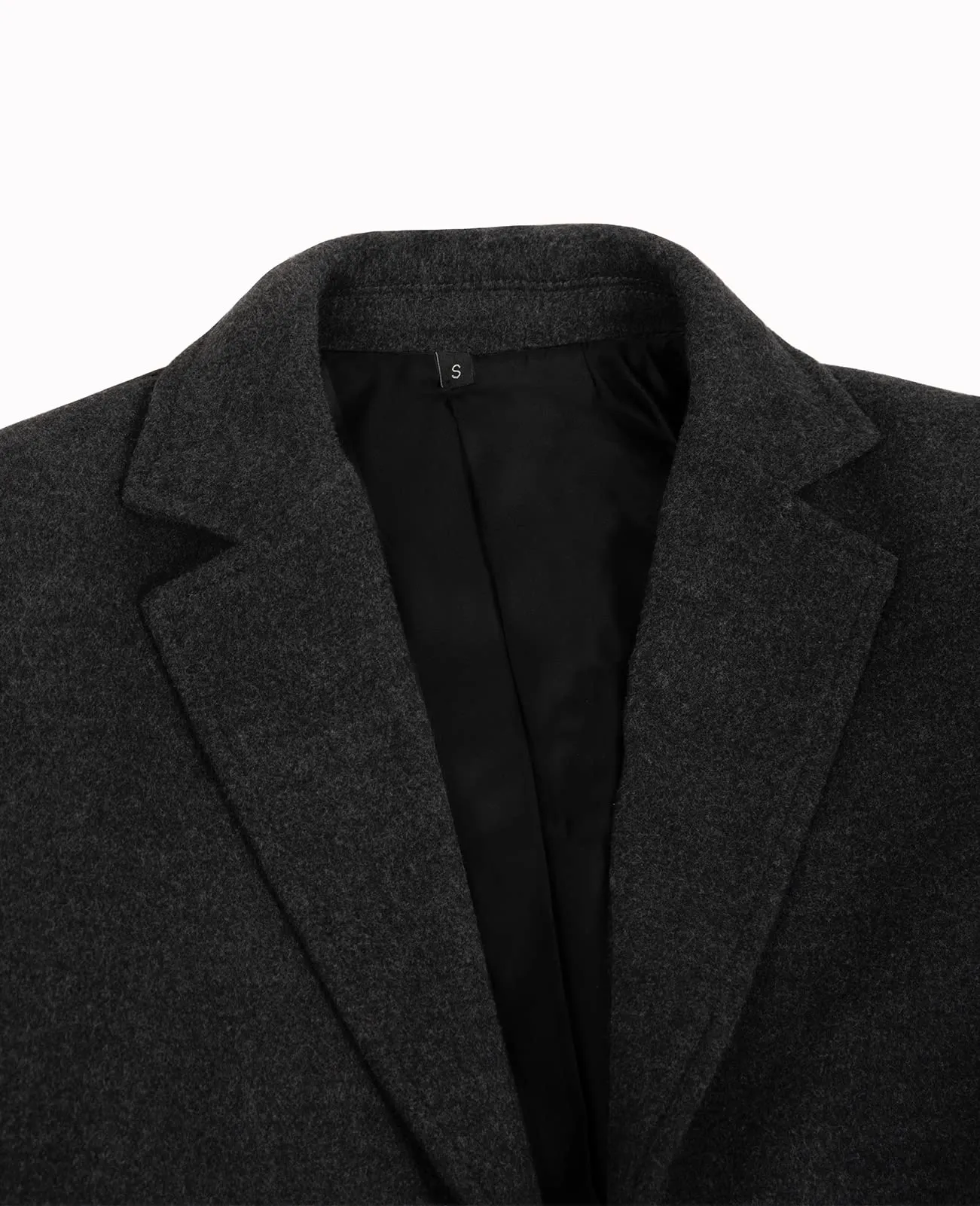 Lisskolo Men's Classic Wool Trench Overcoat Single Breasted Mid Long Wool Blend Top Pea Coats Jackets