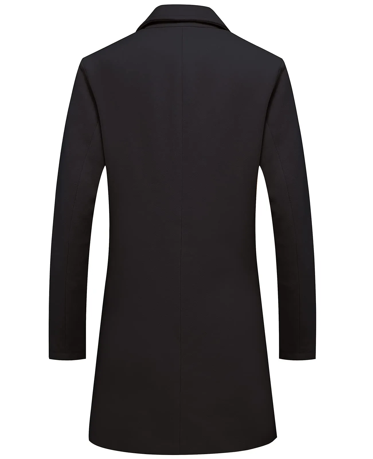 Lisskolo Men's Classic Wool Trench Overcoat Single Breasted Mid Long Wool Blend Top Pea Coats Jackets