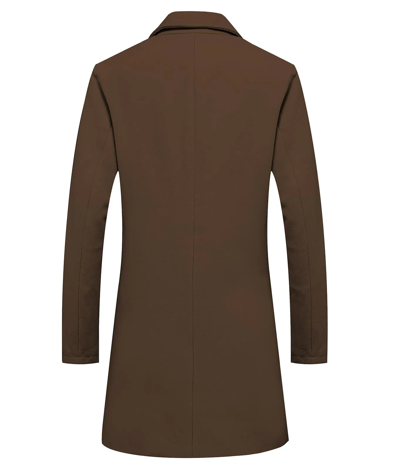 Lisskolo Men's Classic Wool Trench Overcoat Single Breasted Mid Long Wool Blend Top Pea Coats Jackets