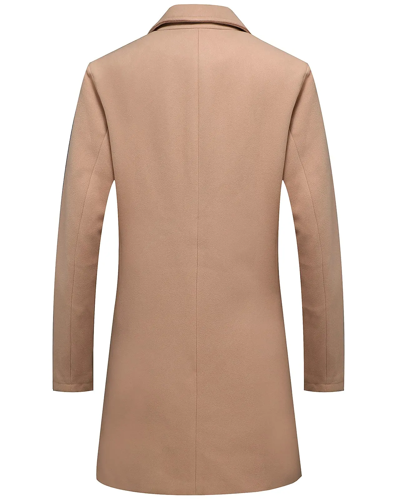 Lisskolo Men's Classic Wool Trench Overcoat Single Breasted Mid Long Wool Blend Top Pea Coats Jackets