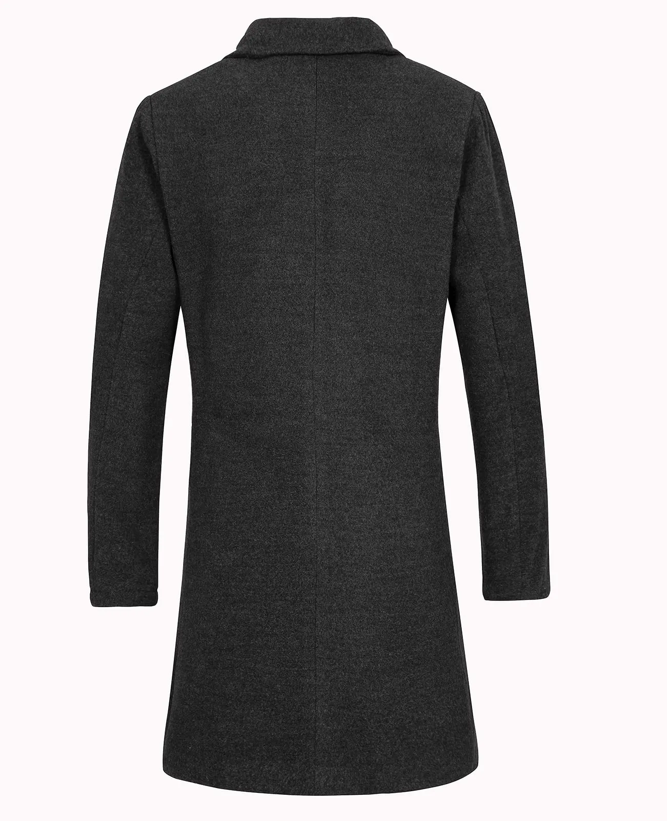 Lisskolo Men's Classic Wool Trench Overcoat Single Breasted Mid Long Wool Blend Top Pea Coats Jackets