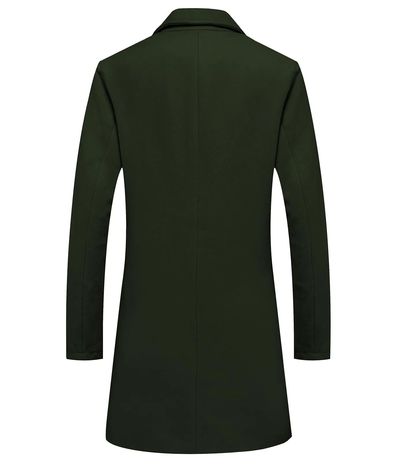 Lisskolo Men's Classic Wool Trench Overcoat Single Breasted Mid Long Wool Blend Top Pea Coats Jackets