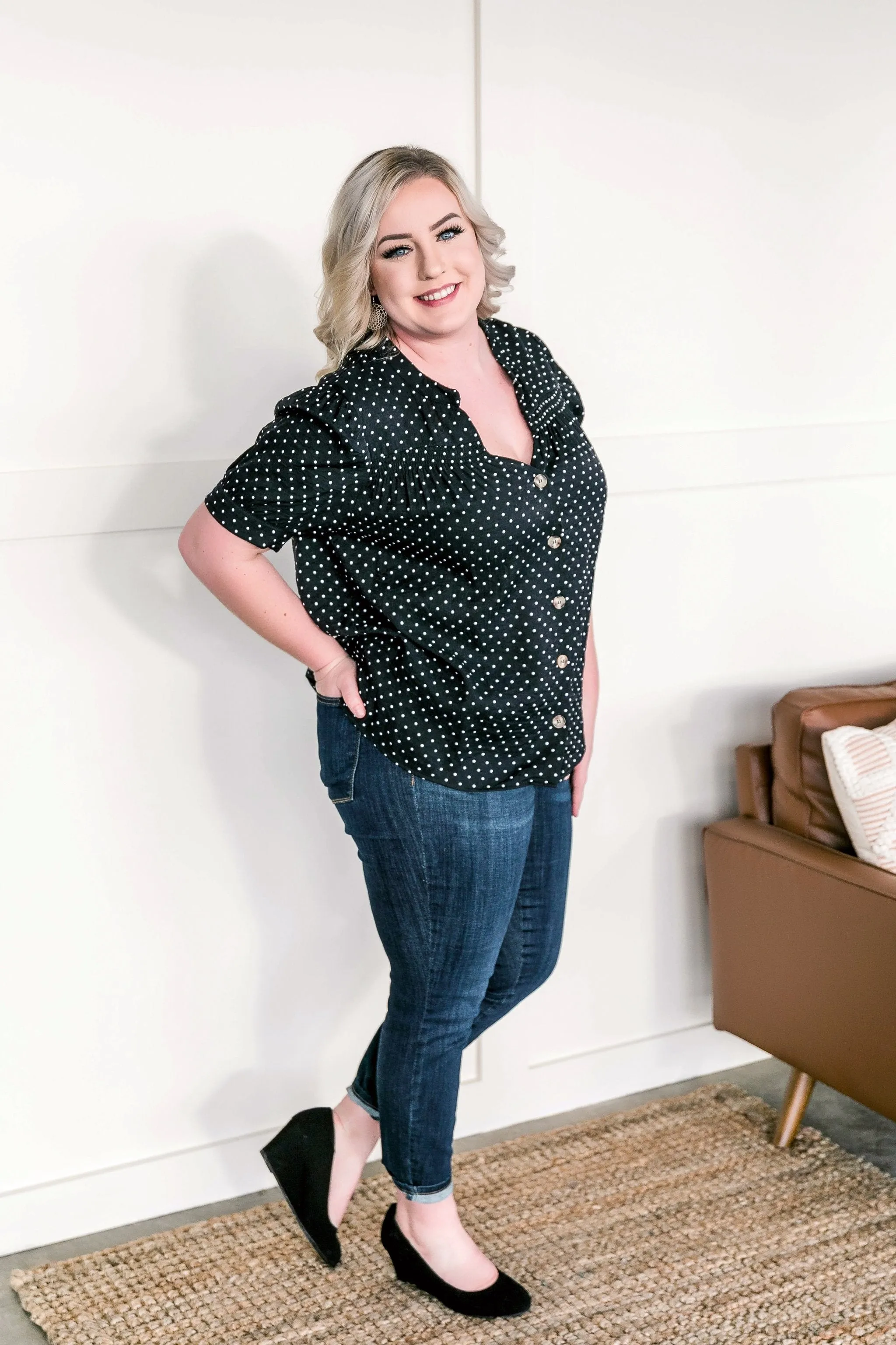 Little Charmer Polkadot Button Blouse