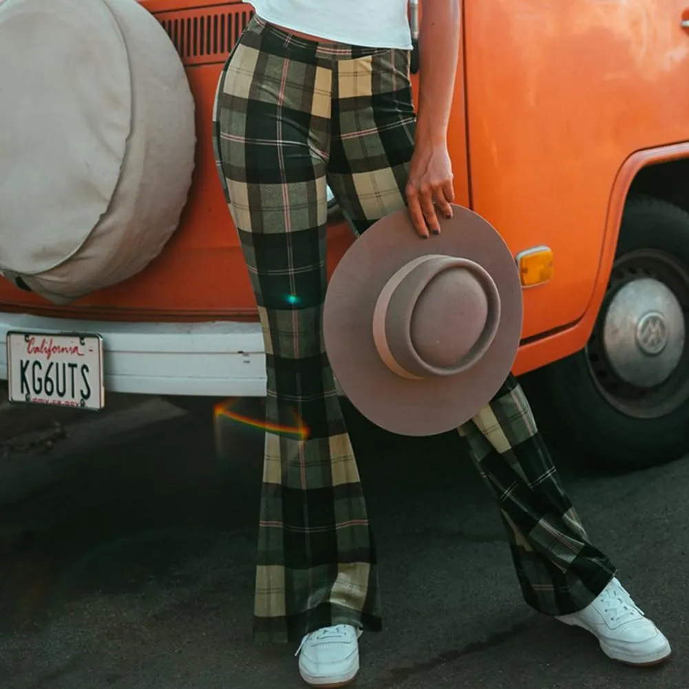 Liv - Vintage plaid pants with bell bottoms