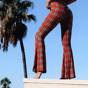 Liv - Vintage plaid pants with bell bottoms