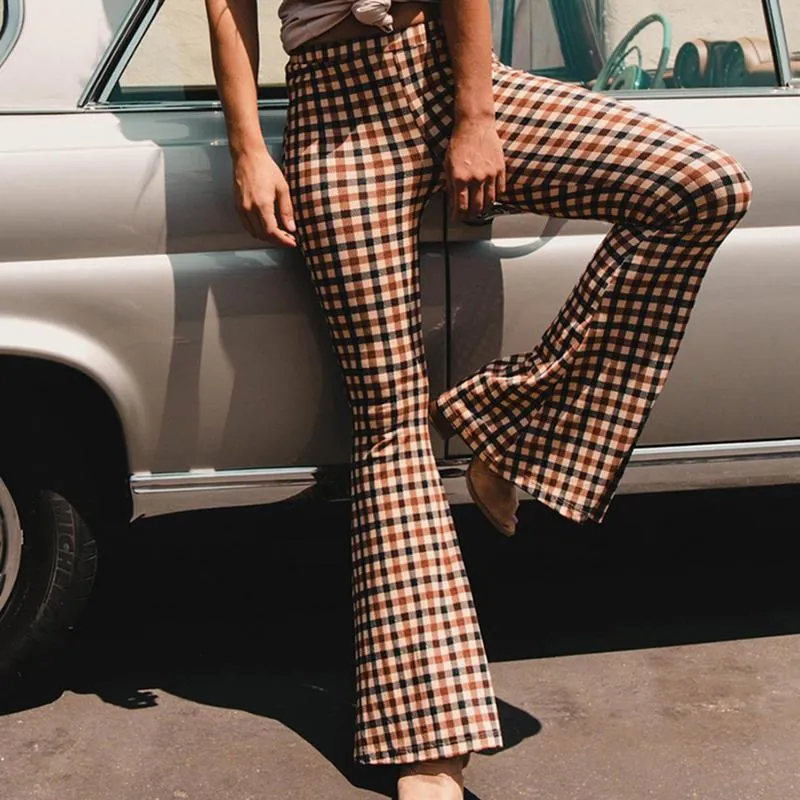 Liv - Vintage plaid pants with bell bottoms