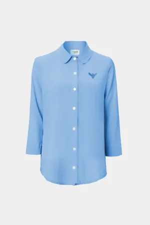 Long Sleeve Silk Shirt Sky