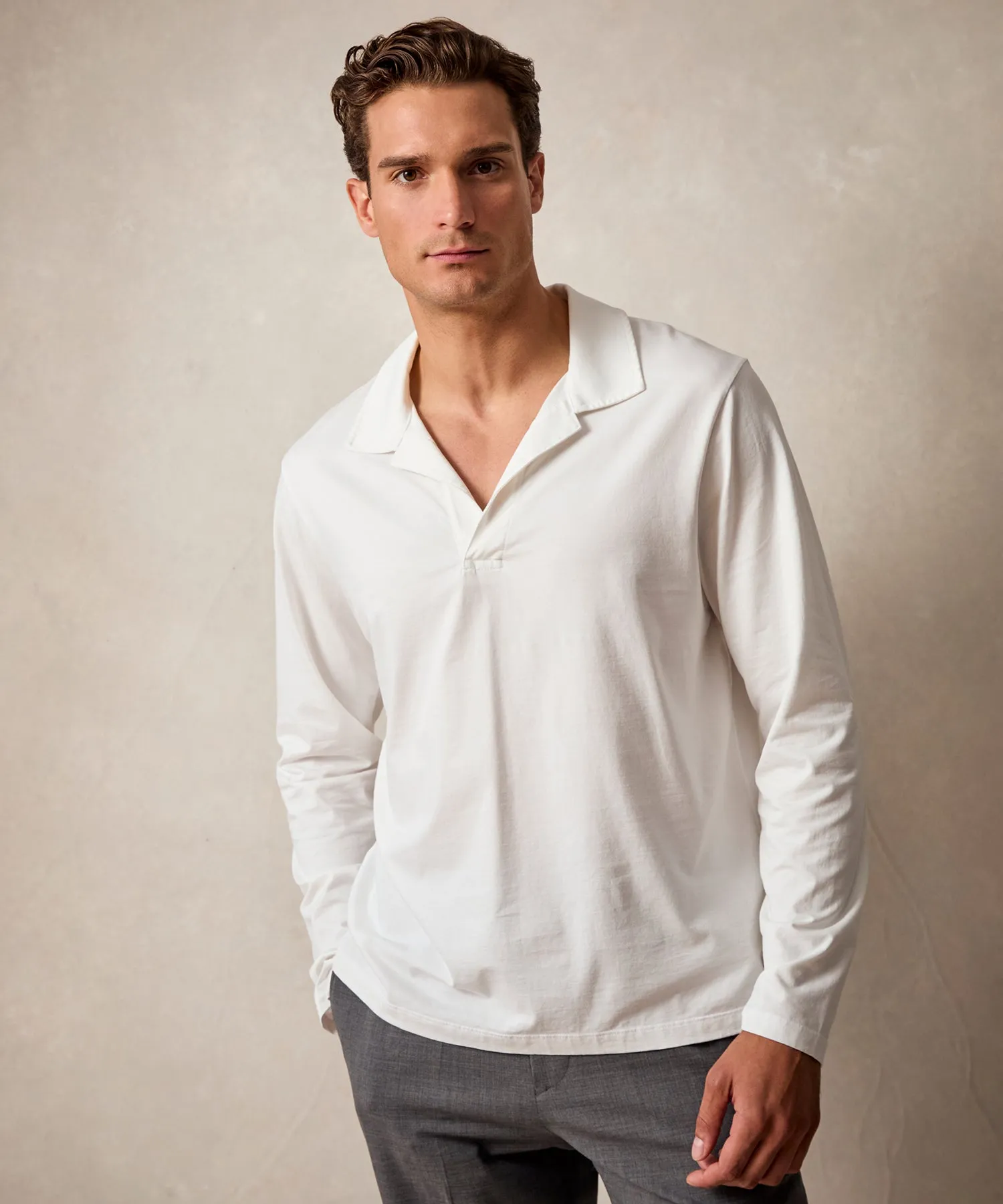 Luxe Jersey Montauk Polo in Bisque
