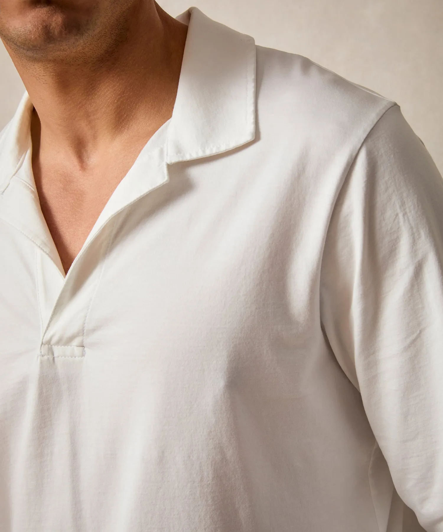 Luxe Jersey Montauk Polo in Bisque