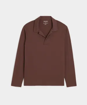 Luxe Jersey Montauk Polo in Toasted Brown