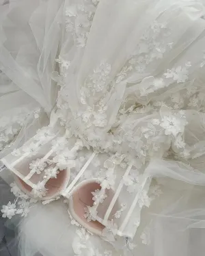 Luxury Wedding Dress Off The Shoulder Beading Flower A-Line Bride Dresses Princess Wedding Gown vestidos de novia
