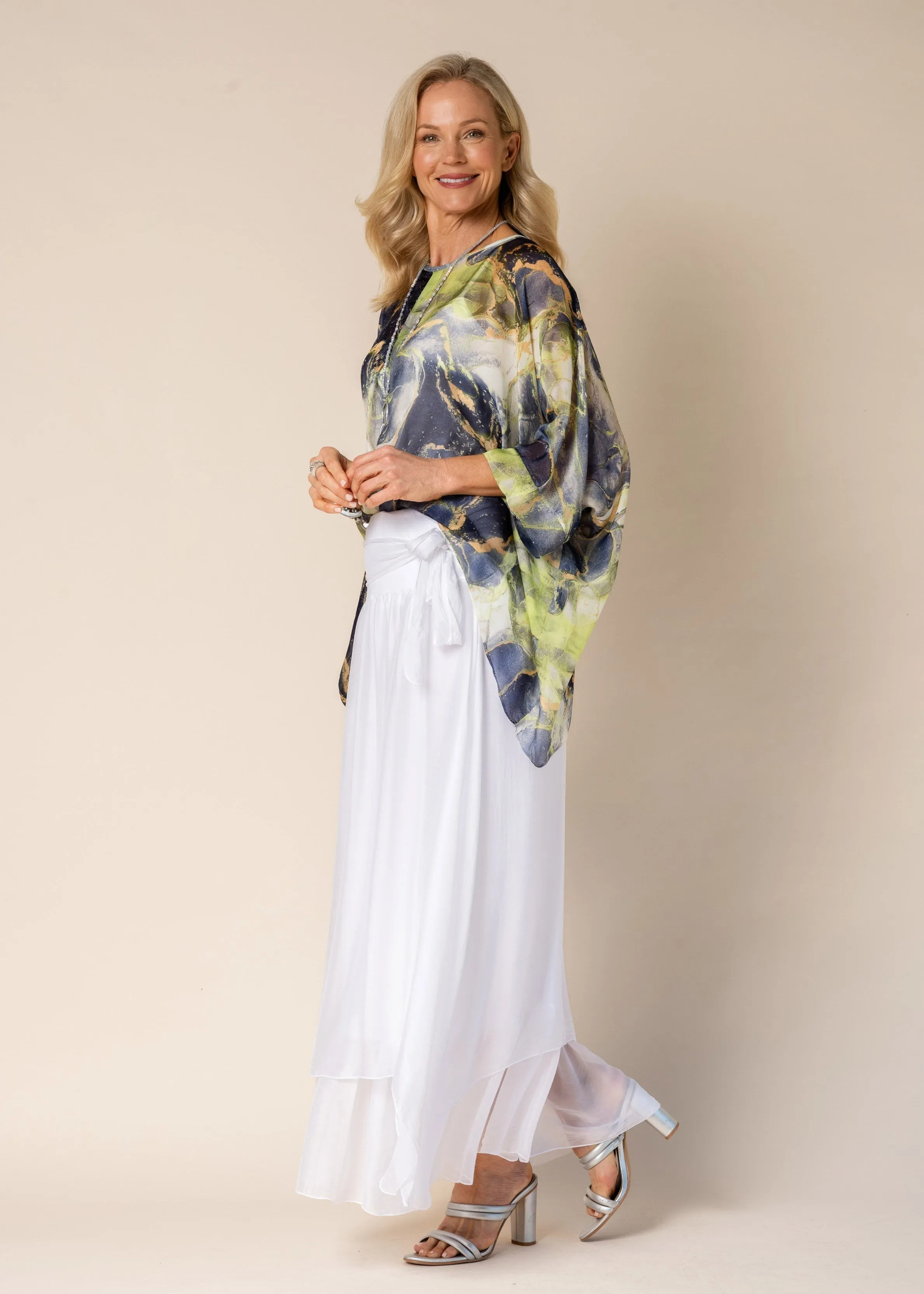 Lyric Silk Top in Lime Splice