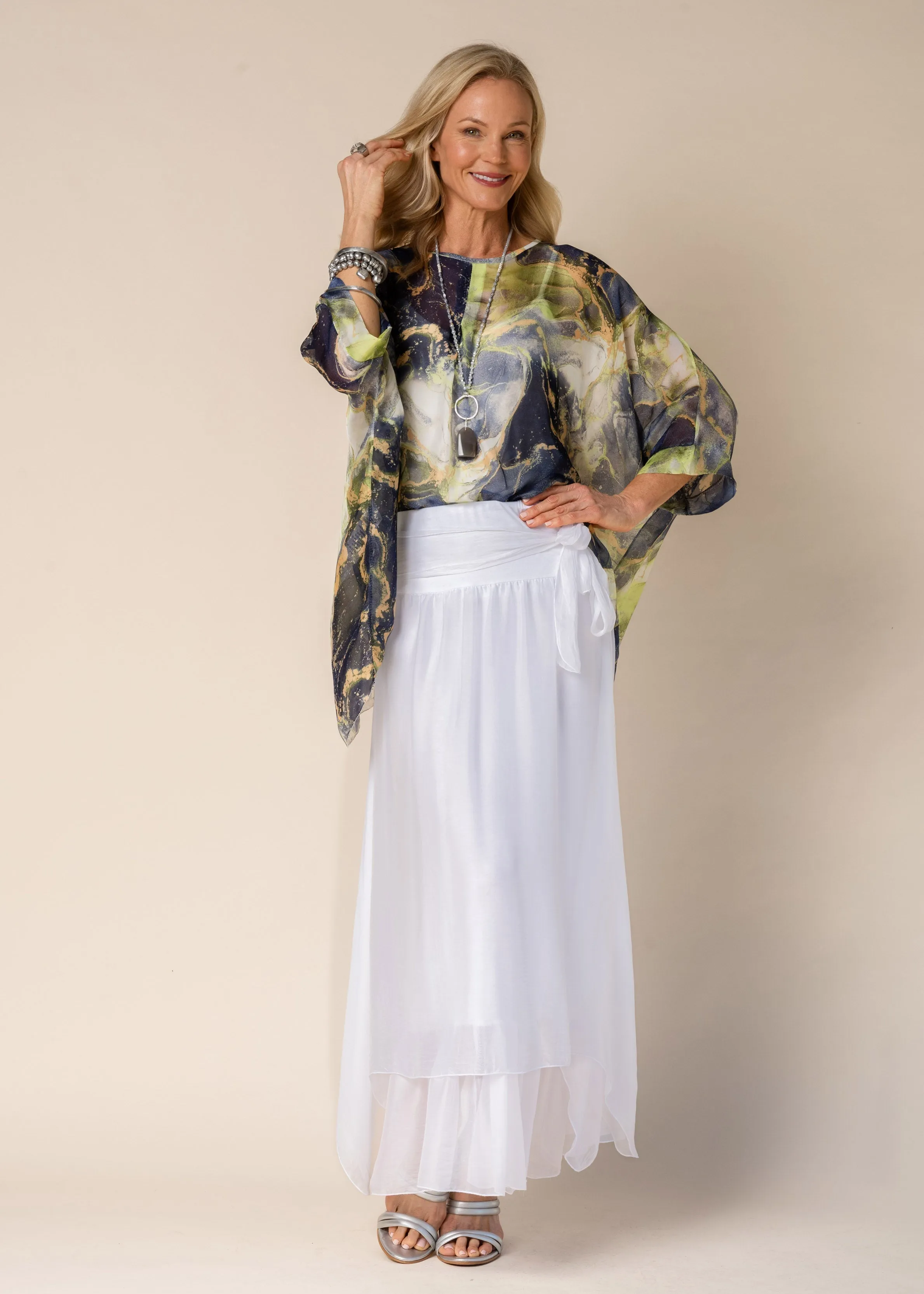 Lyric Silk Top in Lime Splice