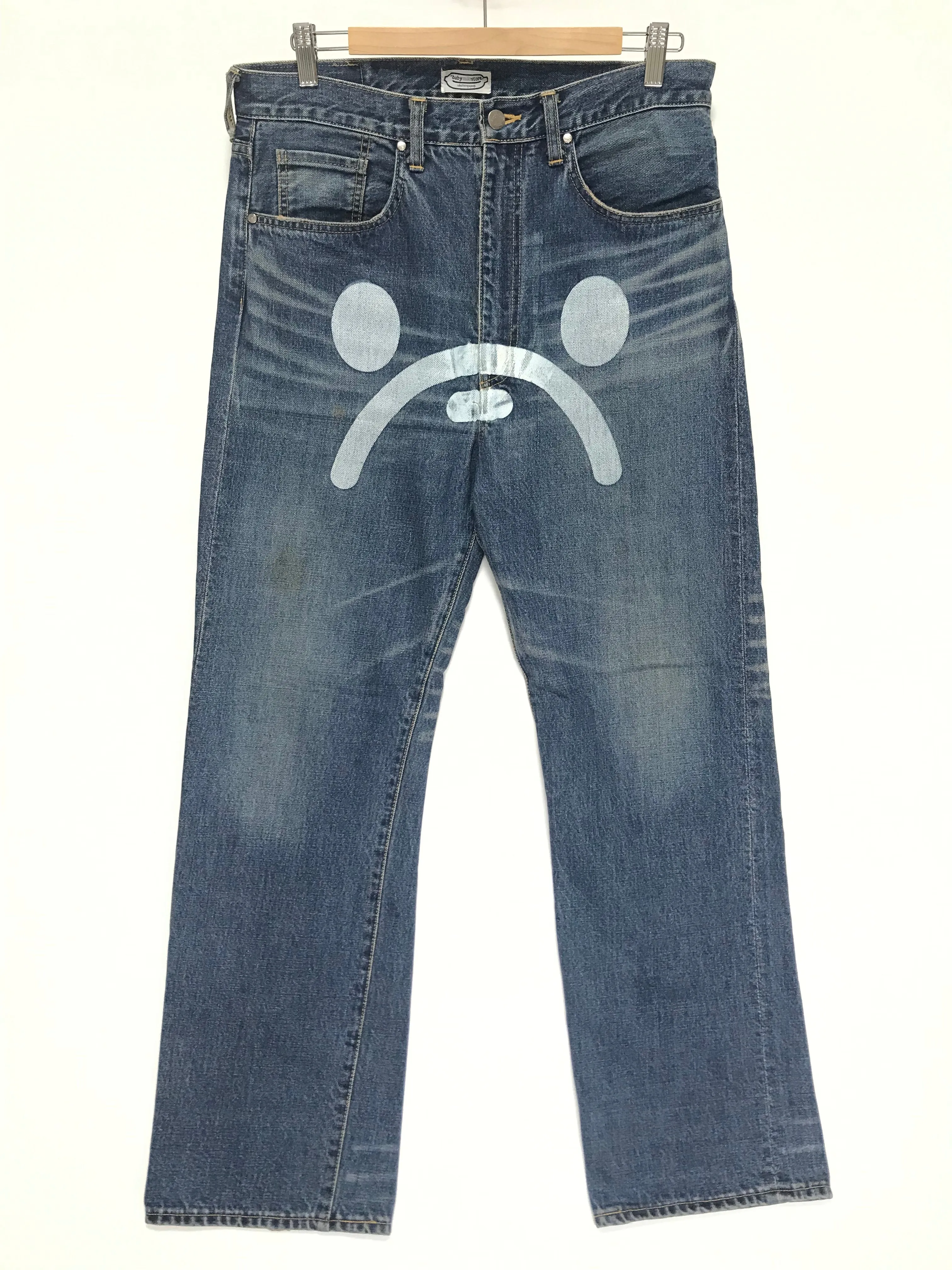 [M] A Bathing Ape Bape Baby Milo Face Selvedge Washed Denim