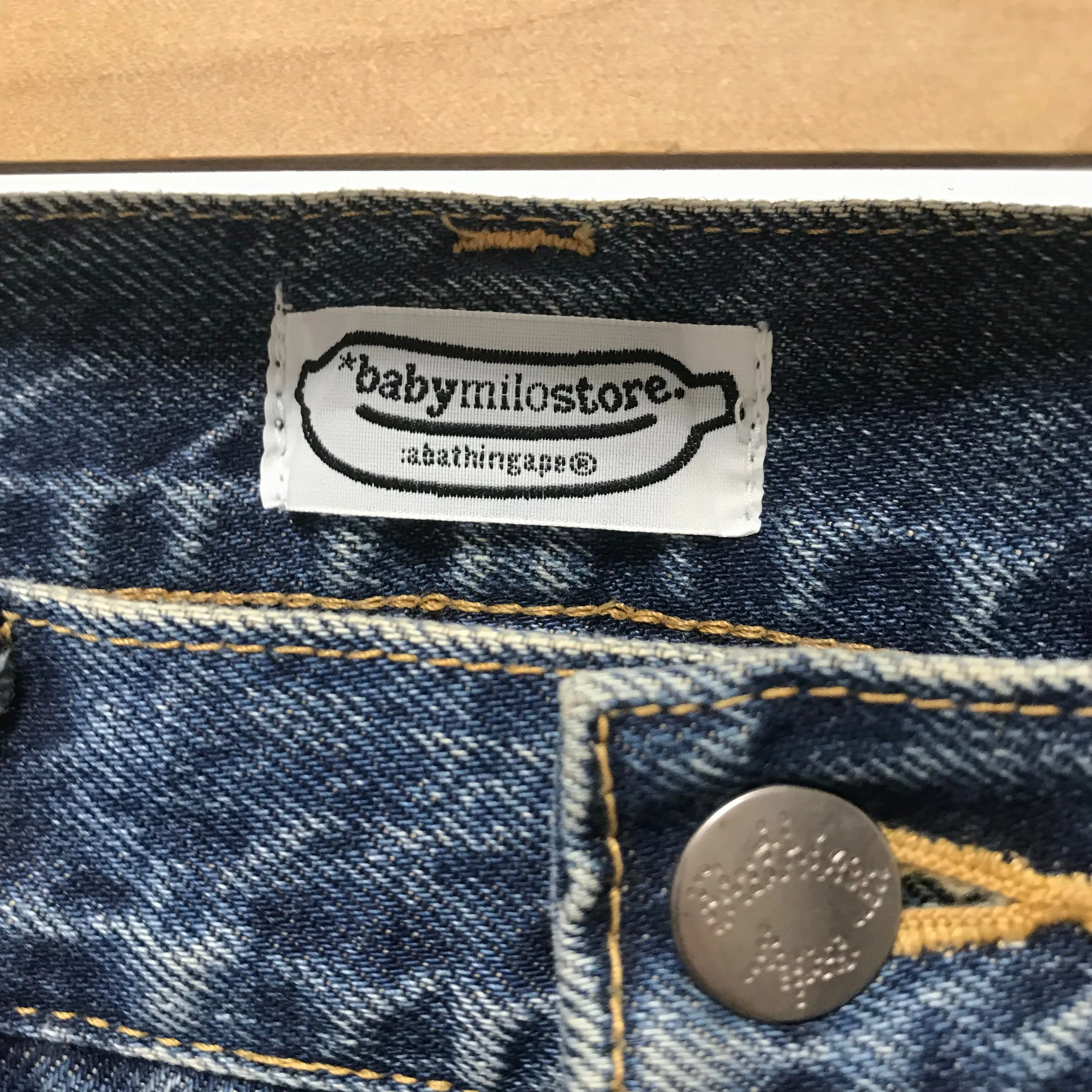 [M] A Bathing Ape Bape Baby Milo Face Selvedge Washed Denim