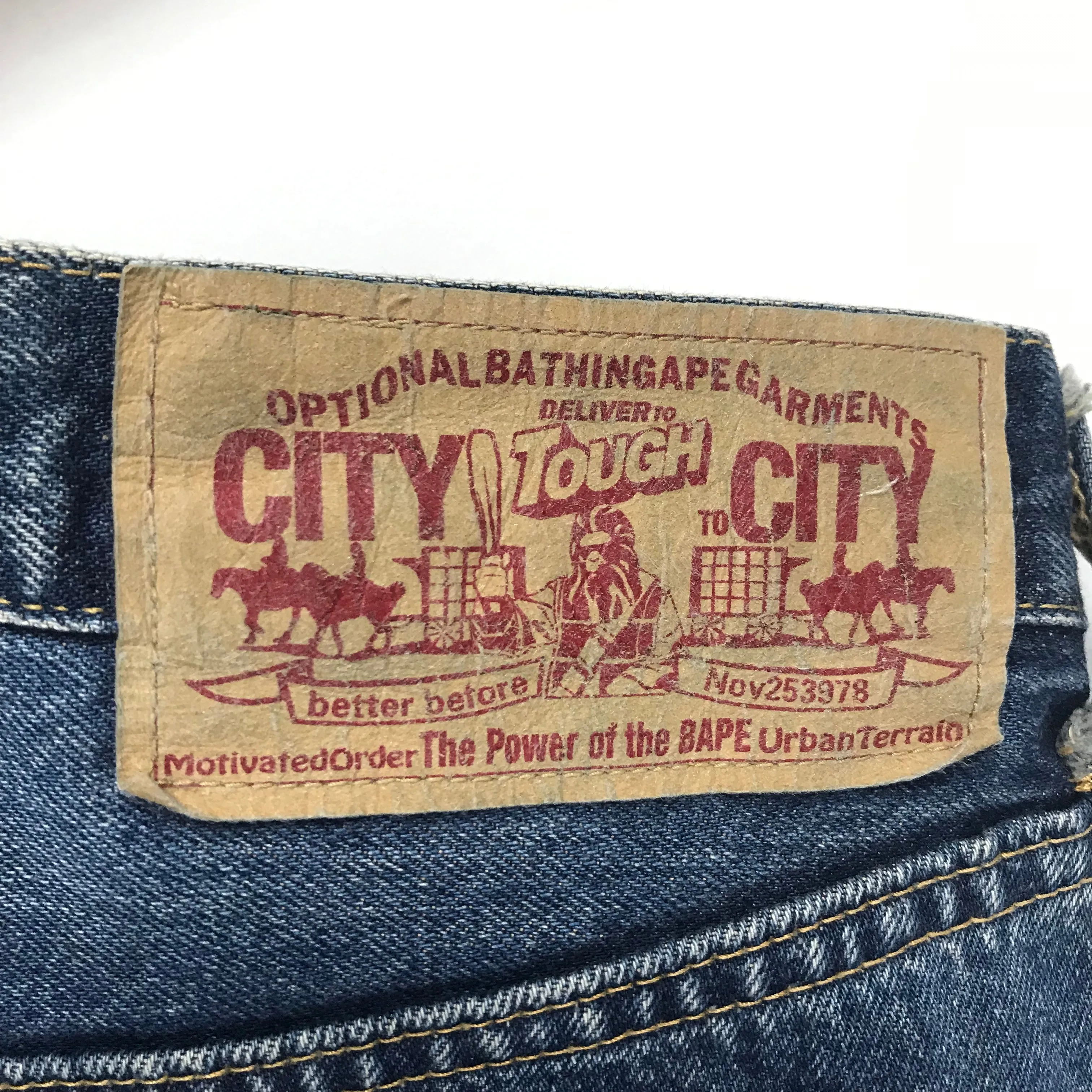 [M] A Bathing Ape Bape Baby Milo Face Selvedge Washed Denim